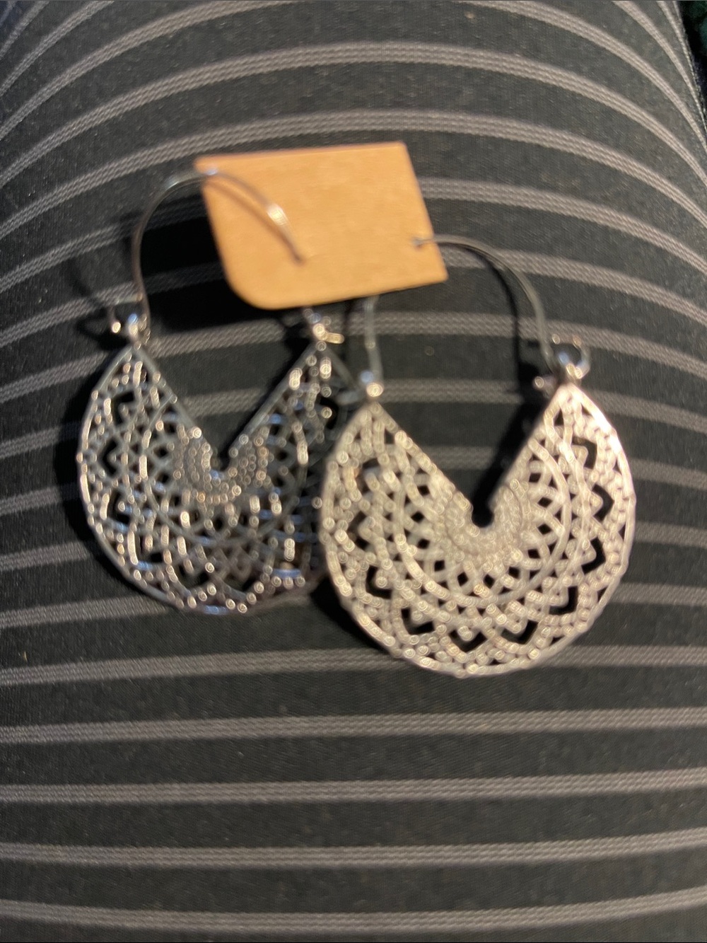 Silver tone earrings made in India New